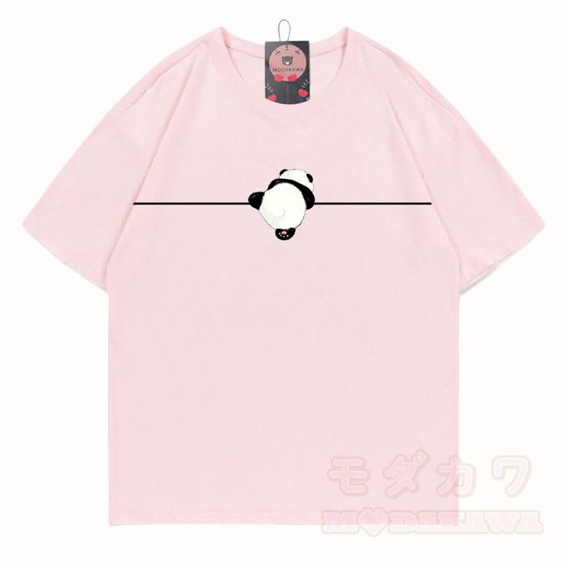 MODAKAWA Panda Grafik T-Shirt aus 100 % Baumwolle - Hellrosa - 5XL - image 5
