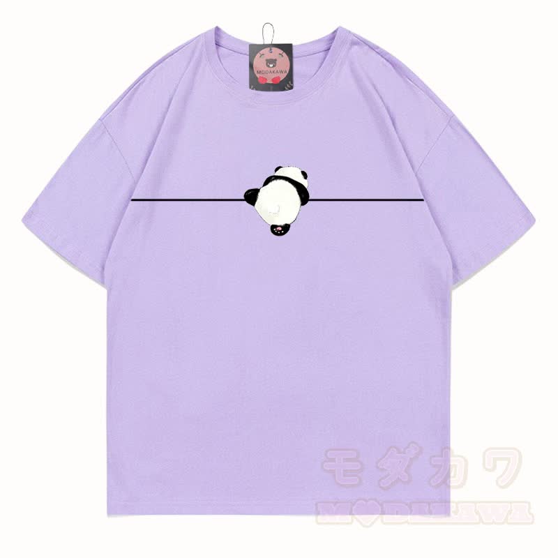 MODAKAWA Panda Grafik T-Shirt aus 100 % Baumwolle - Hellviolett - 5XL - image 9
