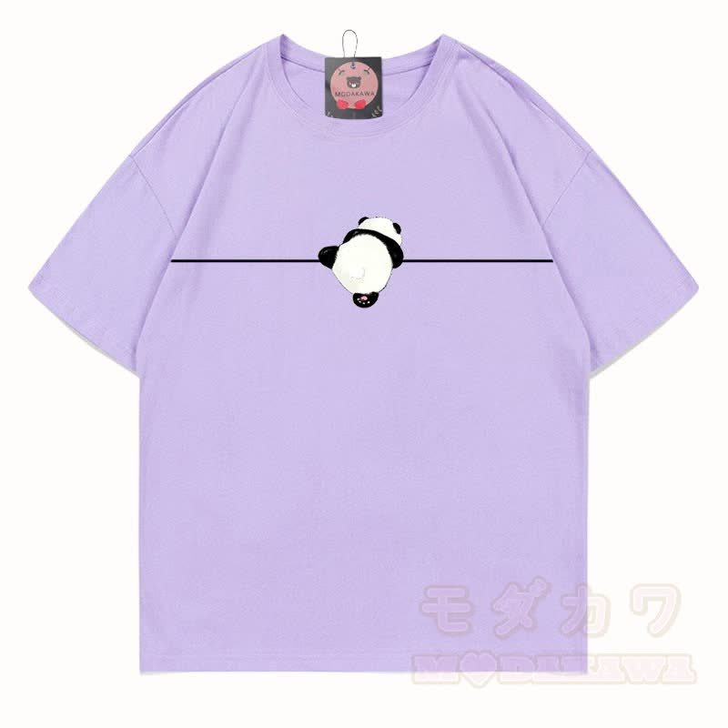 MODAKAWA Panda Grafik T-Shirt aus 100 % Baumwolle - Hellviolett - 5XL - image 9