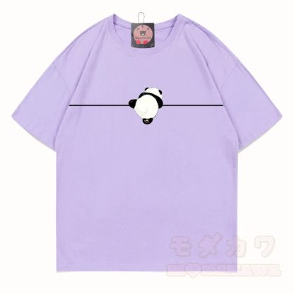 MODAKAWA Panda Grafik T-Shirt aus 100 % Baumwolle - Hellviolett - 5XL - image 9