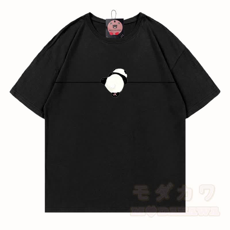 MODAKAWA Panda Grafik T-Shirt aus 100 % Baumwolle - Schwarz - 5XL - image 3