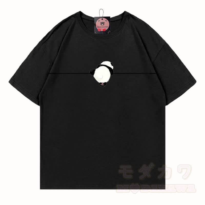 MODAKAWA Panda Grafik T-Shirt aus 100 % Baumwolle - Schwarz - 5XL - image 3