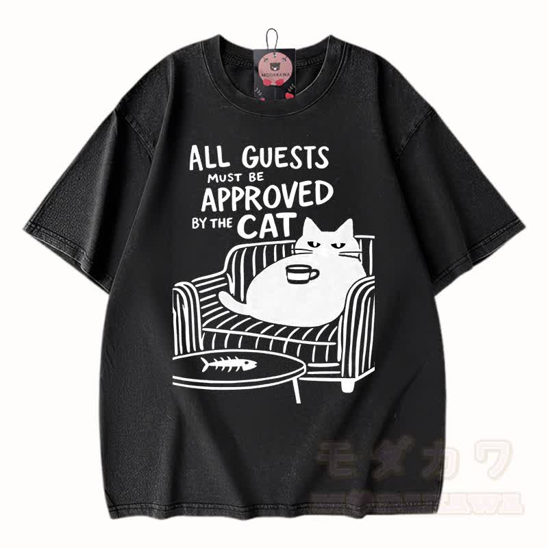 MODAKAWA Kitty Grafik Vintage Washed 100% Baumwoll-T-Shirt - Schwarz - 3XL - image 3