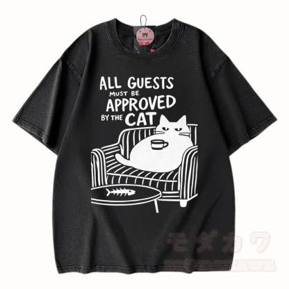 MODAKAWA Kitty Grafik Vintage Washed 100% Baumwoll-T-Shirt - Schwarz - 3XL - image 3