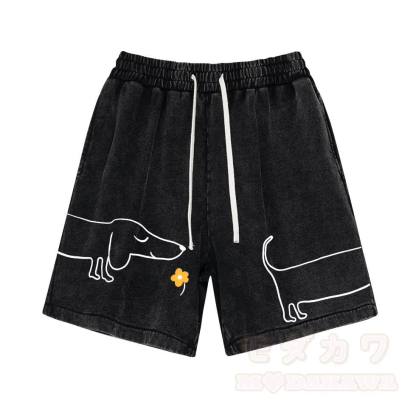 Modakawa Vintage-Shorts mit niedlichem Welpenmotiv - Schwarz - 3XL - image 3
