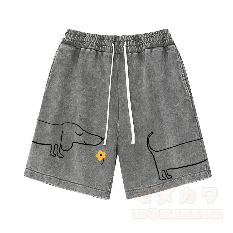 Modakawa Vintage-Shorts mit niedlichem Welpenmotiv - Grau - 3XL - image 5
