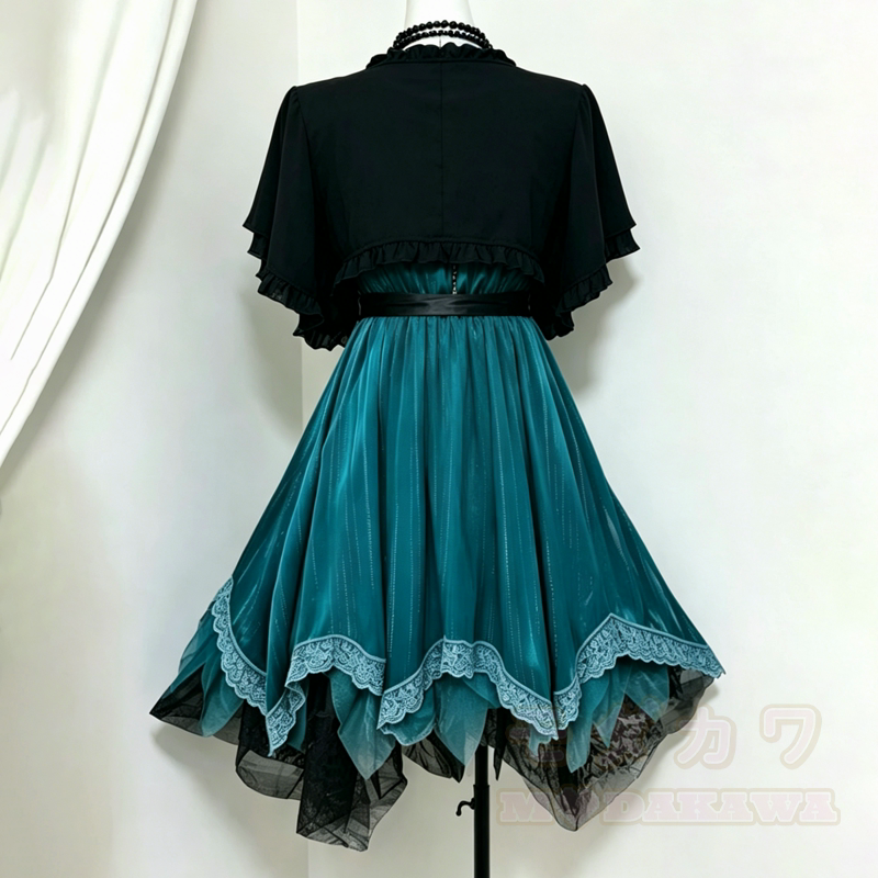 Gothic-Spitzenkleid mit großer Schleife und passendem Kurzarm-Cardigan (zweiteiliges Set) - image 2