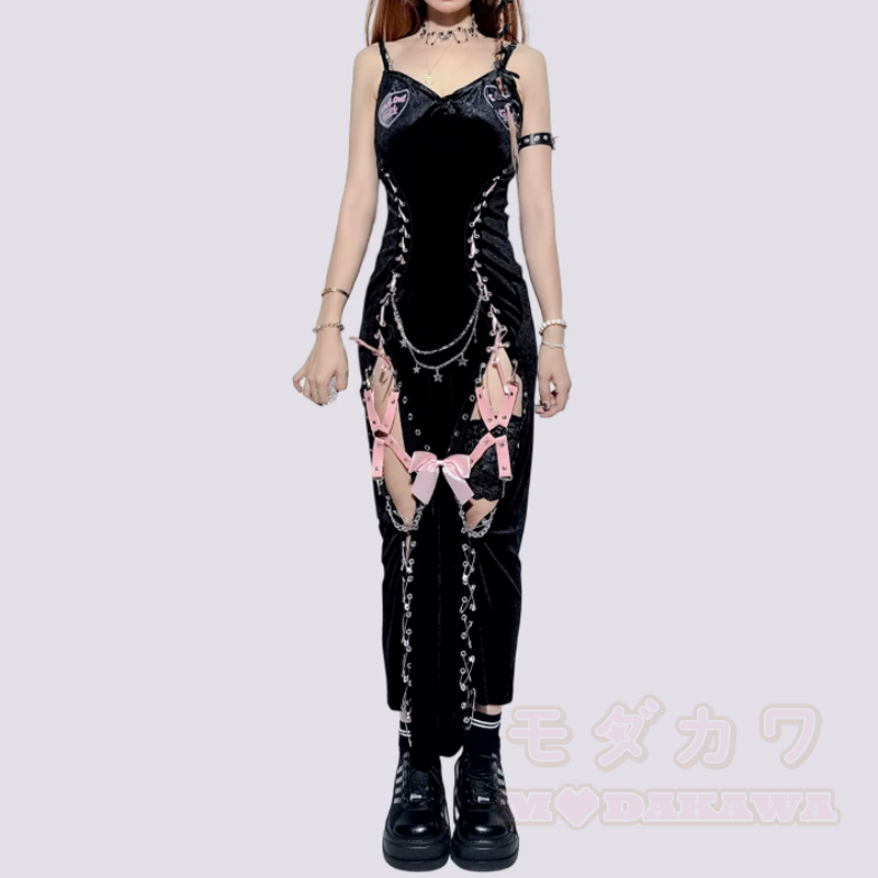 Vintage Gothic Spitzenkleid mit Schnürung und Cut-outs - Kleid - L - image 3