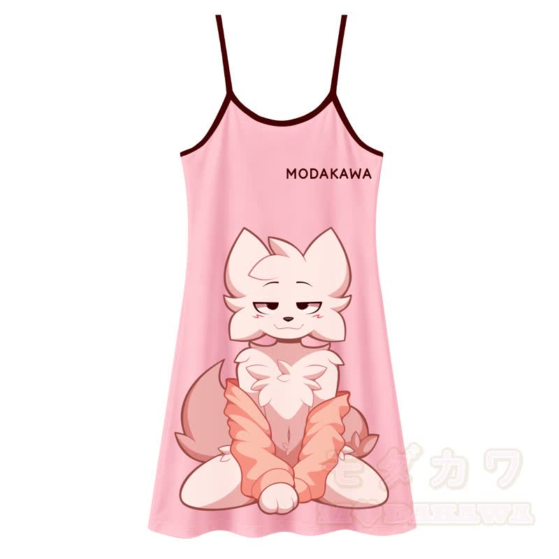 MODAKAWA Slipkleid mit Fuchsmuster, vielseitig tragbar - Rosa - 5XL - image 3