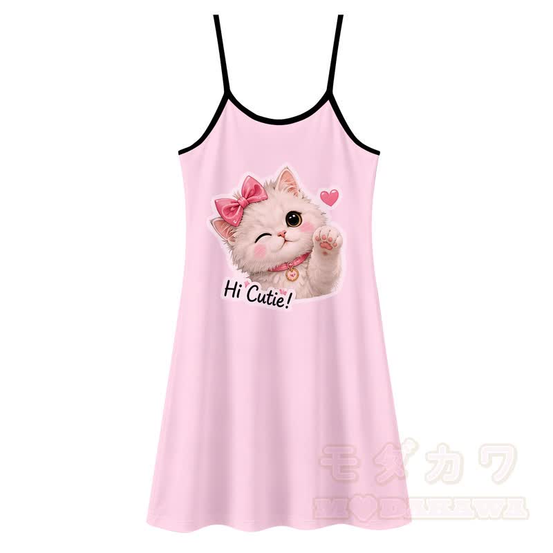 MODAKAWA HI CUTIE Katzenprint Unterkleid, das überall tragbar ist - Rosa - 5XL - image 4