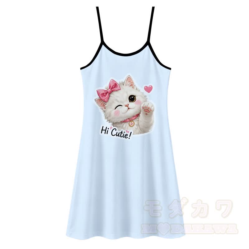 MODAKAWA HI CUTIE Katzenprint Unterkleid, das überall tragbar ist - Blau - 5XL - image 2