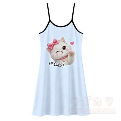 MODAKAWA HI CUTIE Katzenprint Unterkleid, das überall tragbar ist - Blau - 5XL - image 2