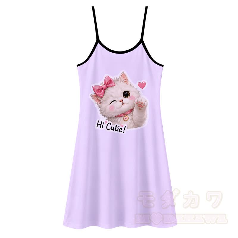 MODAKAWA HI CUTIE Katzenprint Unterkleid, das überall tragbar ist - Lila - 5XL - image 3