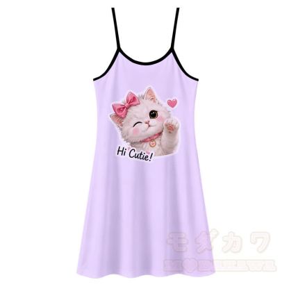 MODAKAWA HI CUTIE Katzenprint Unterkleid, das überall tragbar ist - Lila - 5XL - image 3