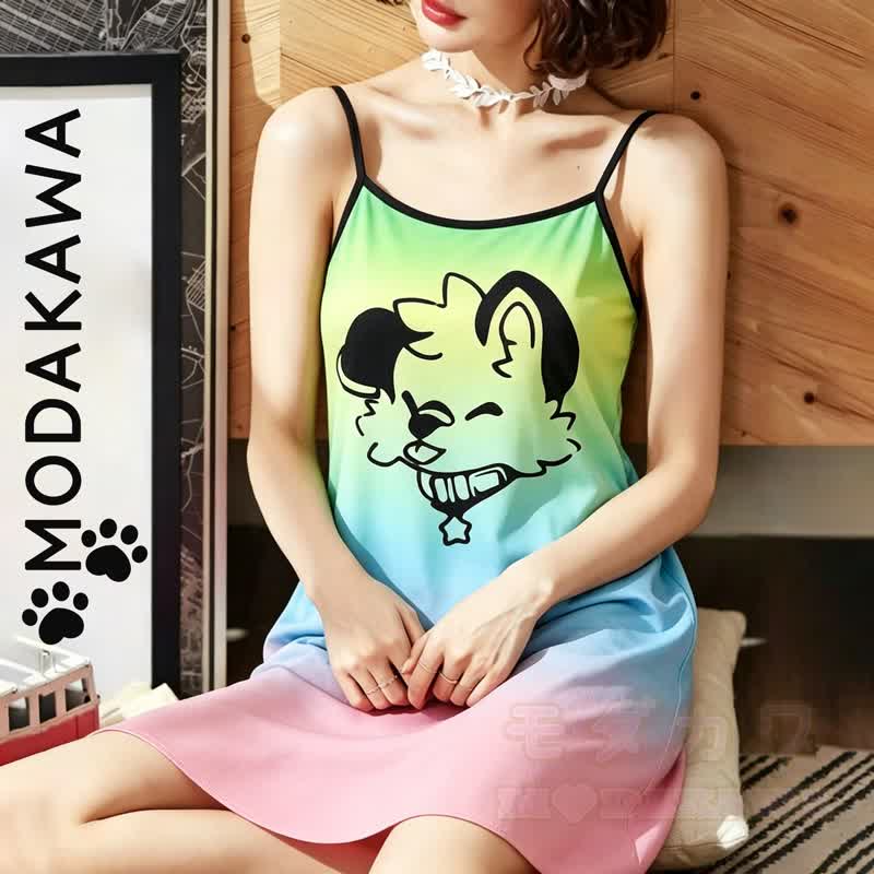 MODAKAWA Slipkleid mit Hundeprint, vielseitig tragbar - image 2