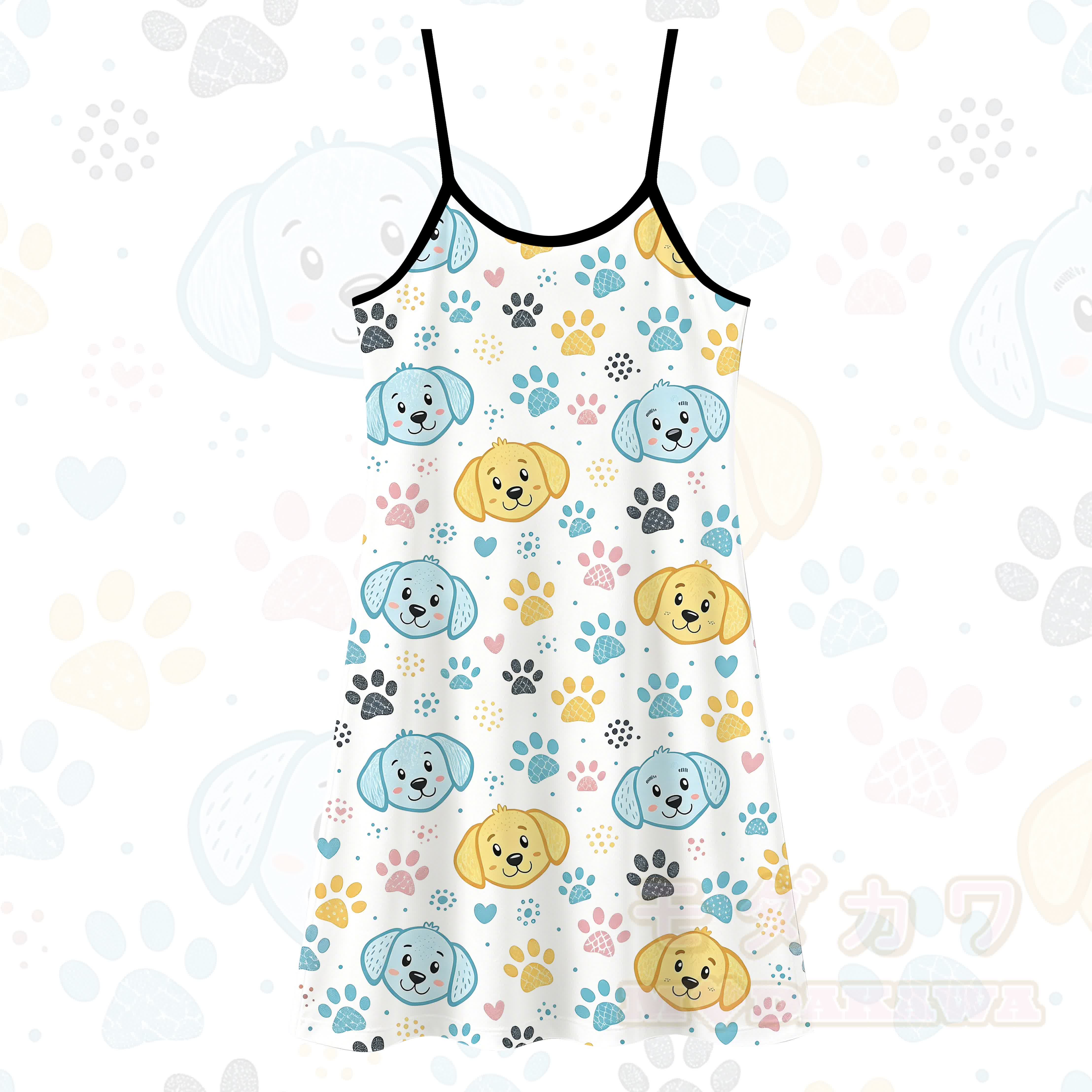 Niedliches Slipkleid mit Cartoon-Hundeprint, vielseitig tragbar - Weiß - 5XL - image 2