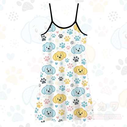 Niedliches Slipkleid mit Cartoon-Hundeprint, vielseitig tragbar - Weiß - 5XL - image 2