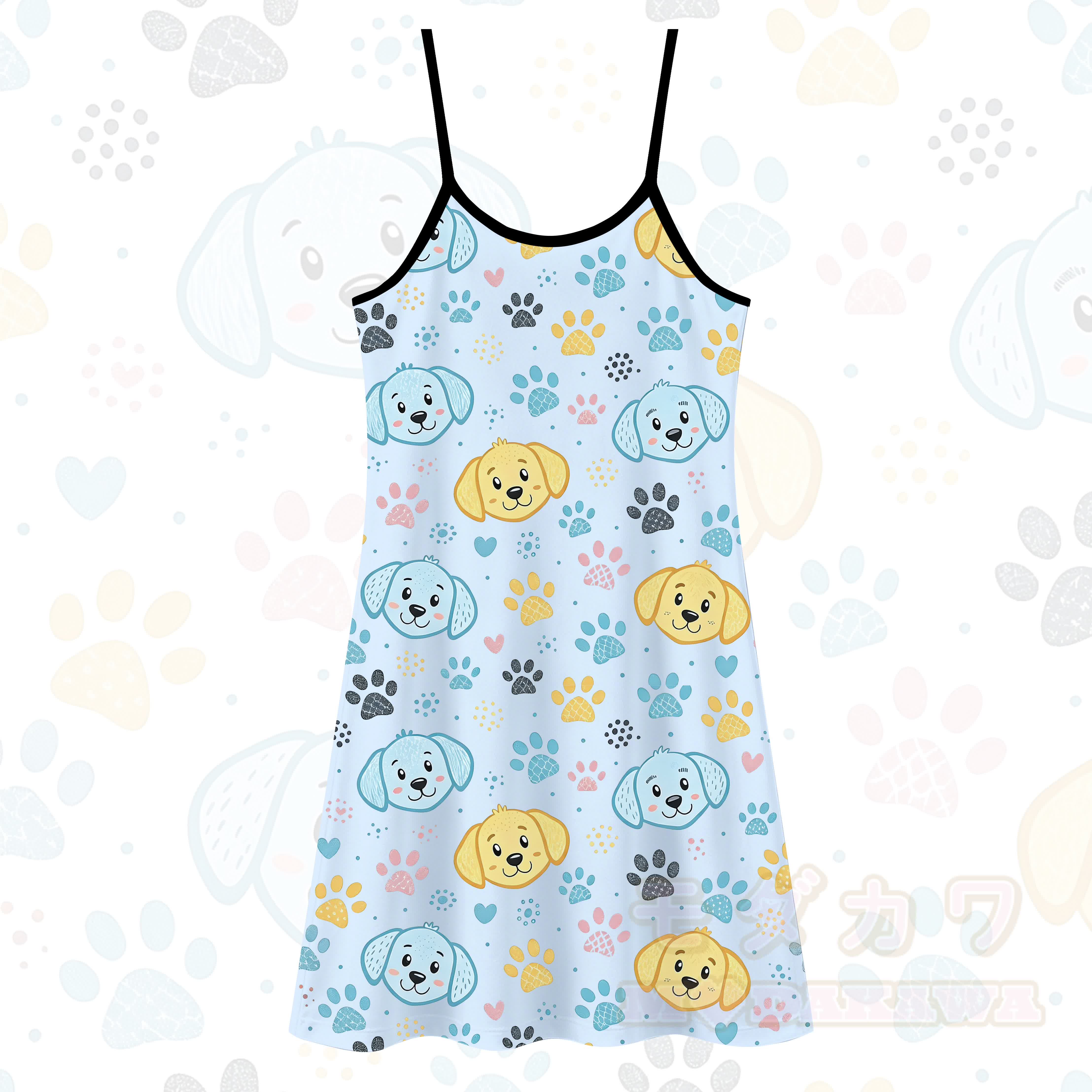 Niedliches Slipkleid mit Cartoon-Hundeprint, vielseitig tragbar - Blau - 5XL - image 1