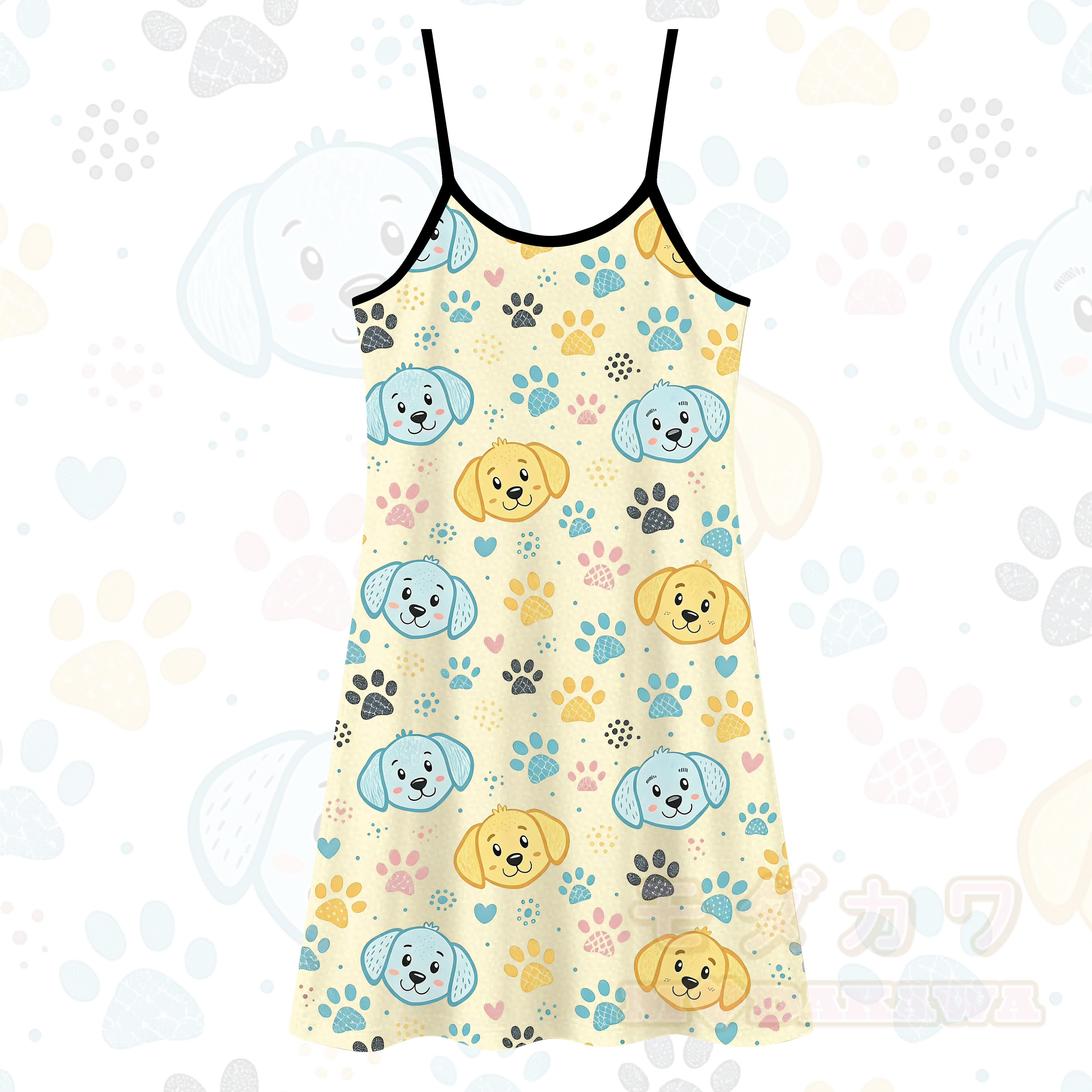 Niedliches Slipkleid mit Cartoon-Hundeprint, vielseitig tragbar - Gelb - 5XL - image 3