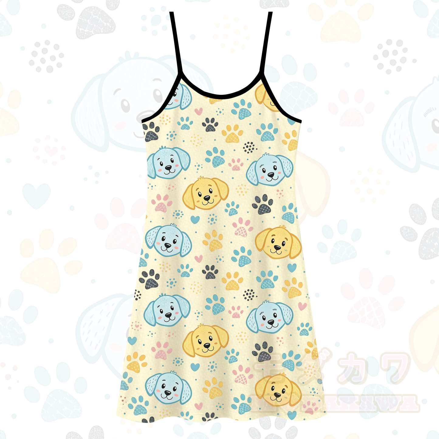 Niedliches Slipkleid mit Cartoon-Hundeprint, vielseitig tragbar - Gelb - 5XL - image 3