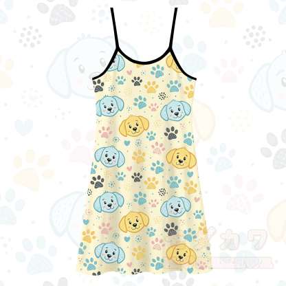 Niedliches Slipkleid mit Cartoon-Hundeprint, vielseitig tragbar - Gelb - 5XL - image 3