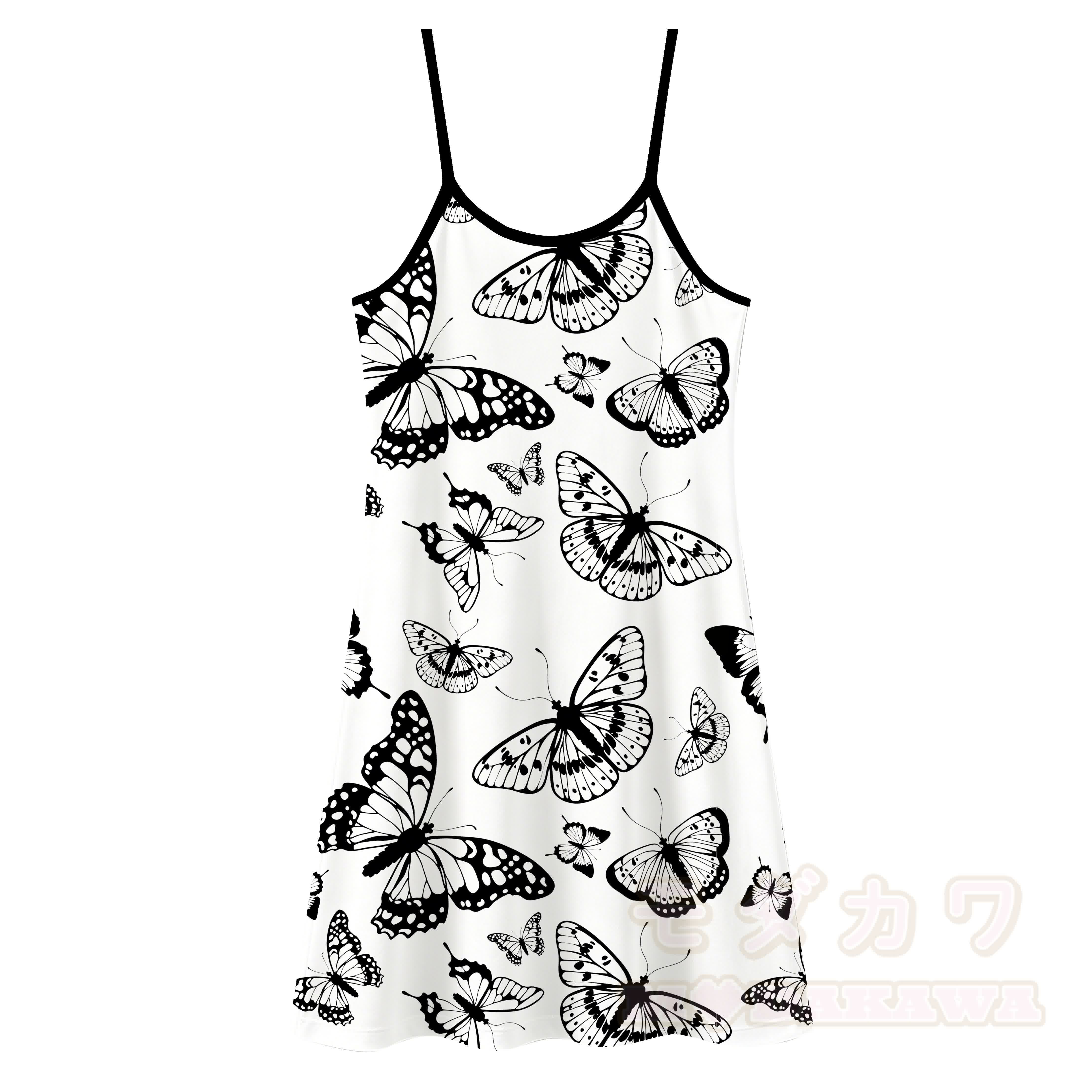 Verträumtes Slipkleid mit Schmetterlingsmuster, vielseitig tragbar - Weiß - 5XL - image 3