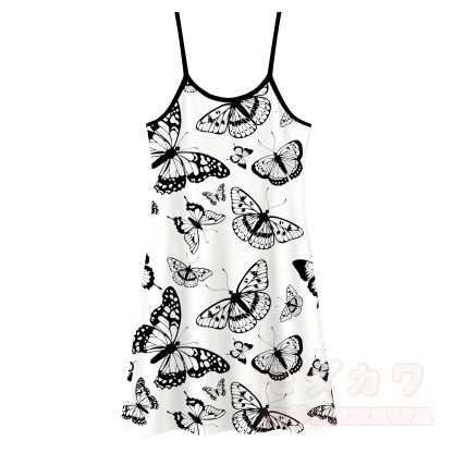 Verträumtes Slipkleid mit Schmetterlingsmuster, vielseitig tragbar - Weiß - 5XL - image 3