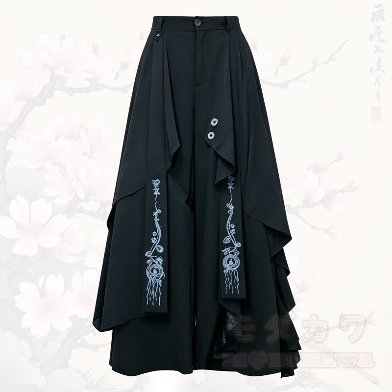 Vintage-Hose mit asymmetrischem Lagen-Patchwork und weitem Bein - image 1