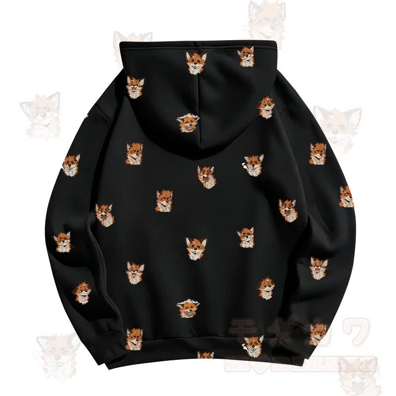 MODAKAWA Kapuzenpullover mit Cartoon-Fuchs-Allover-Print - image 6