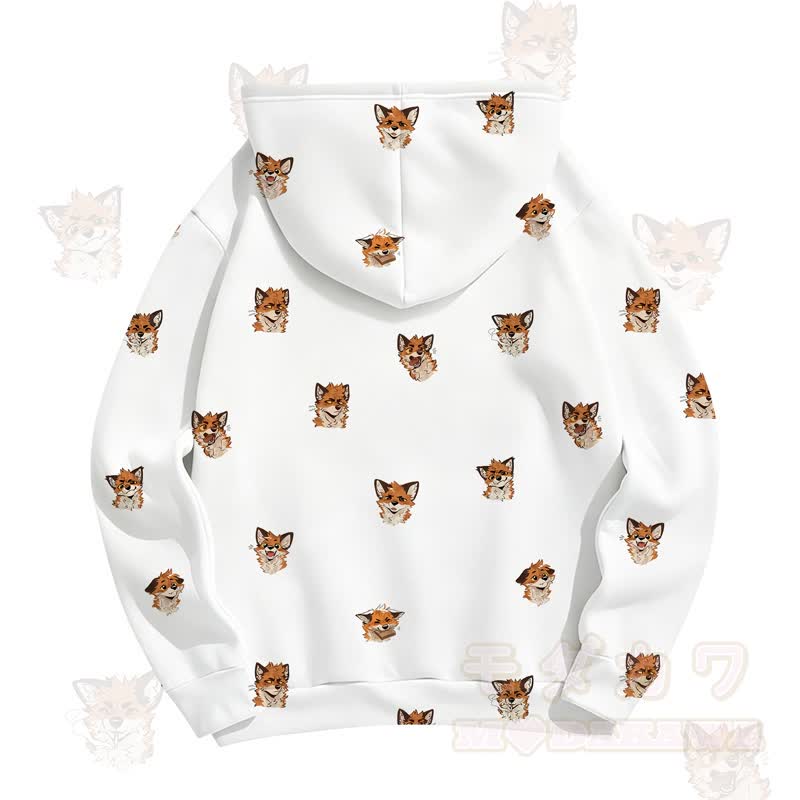 MODAKAWA Kapuzenpullover mit Cartoon-Fuchs-Allover-Print - image 4