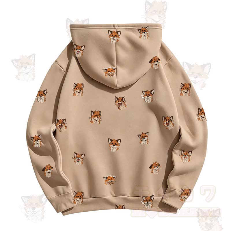 MODAKAWA Kapuzenpullover mit Cartoon-Fuchs-Allover-Print - image 2