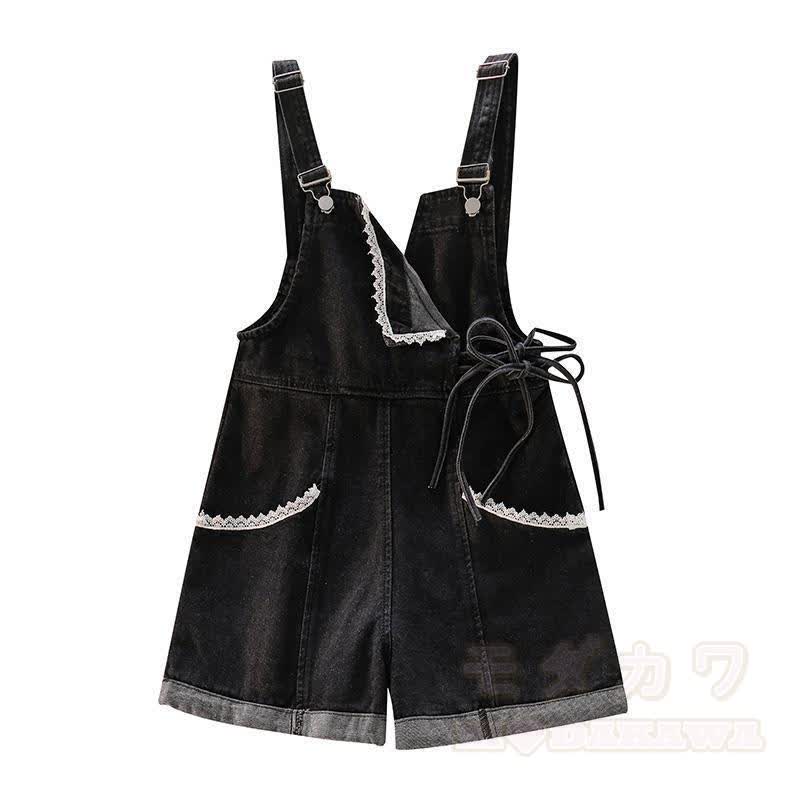 Niedliches Set aus Hoodie und Jeans-Latzhose mit Fuchspfotenabdruck (zweiteilig) - Schwarze Latzhose - 2XL - image 10