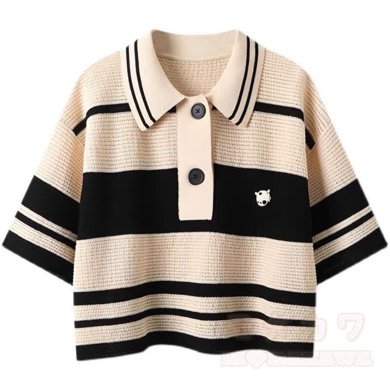 Gestreiftes Polo-Top und Jeans-Latzhose, zweiteiliges Set - Spitze - 3XL - image 2