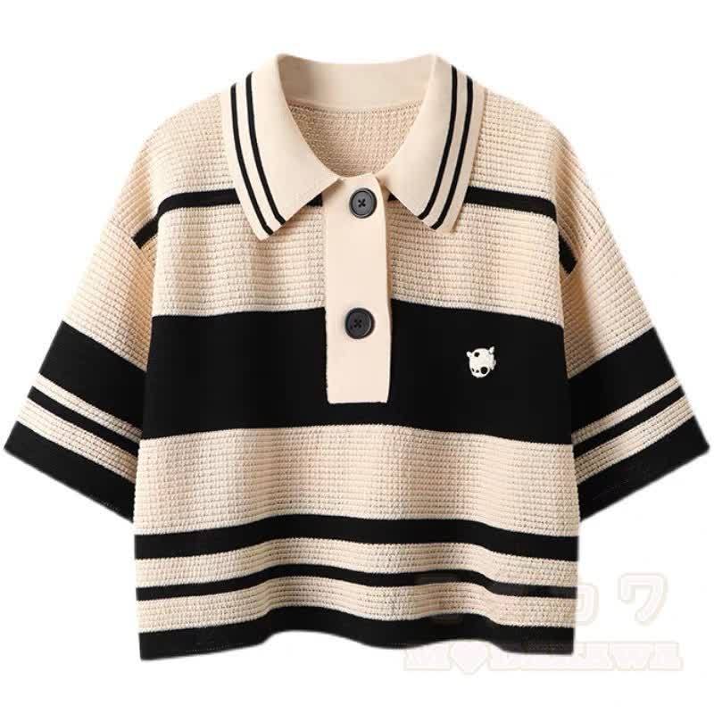 Gestreiftes Polo-Top und Jeans-Latzhose, zweiteiliges Set - Spitze - 3XL - image 2