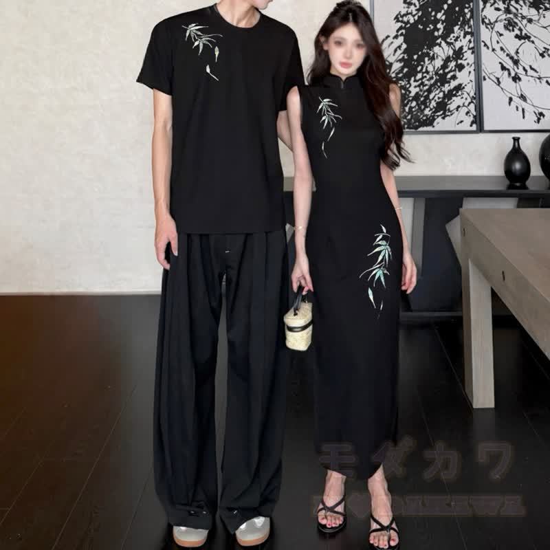 Chinesisches Bambusstickerei-Kleid und Herren-T-Shirt-Partnerset - image 2