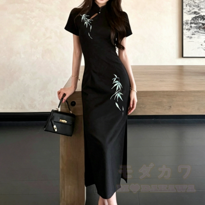 Chinesisches Bambusstickerei-Kleid und Herren-T-Shirt-Partnerset - Kurzarmkleid - 3XL - image 3