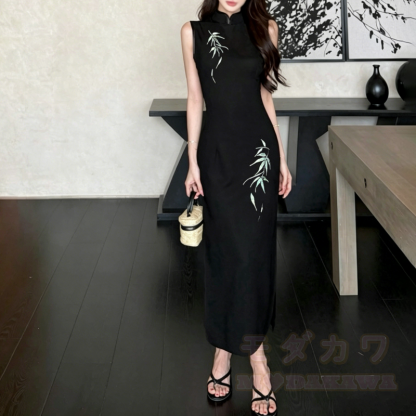 Chinesisches Bambusstickerei-Kleid und Herren-T-Shirt-Partnerset - Ärmelloses Kleid - 3XL - image 4