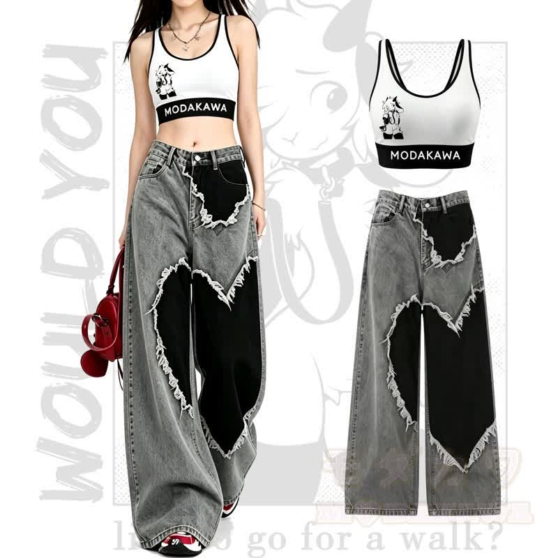 MODAKAWA Goat Graphic Crop Tank Sport Top Pants Two Pieces Set - Satz - 4XL - image 1