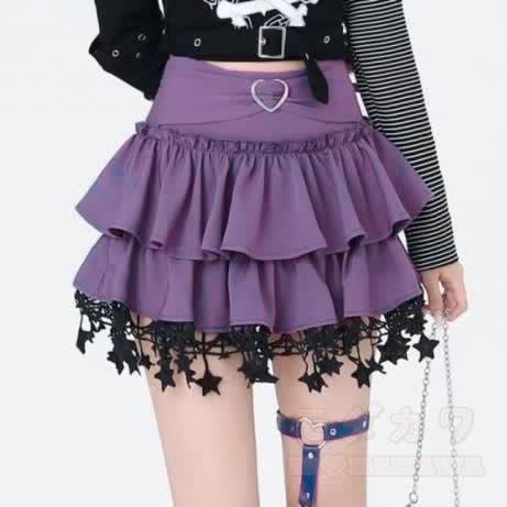 MODAKAWA X popipeko Lila T-Shirt mit hochgeschnittenem Balletcore-Minirock Zweiteiler-Set - Lila Rock - XL - image 3