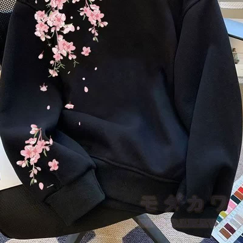 Oversized Sweatshirt mit Blumenmuster und Fleecefutter - image 1