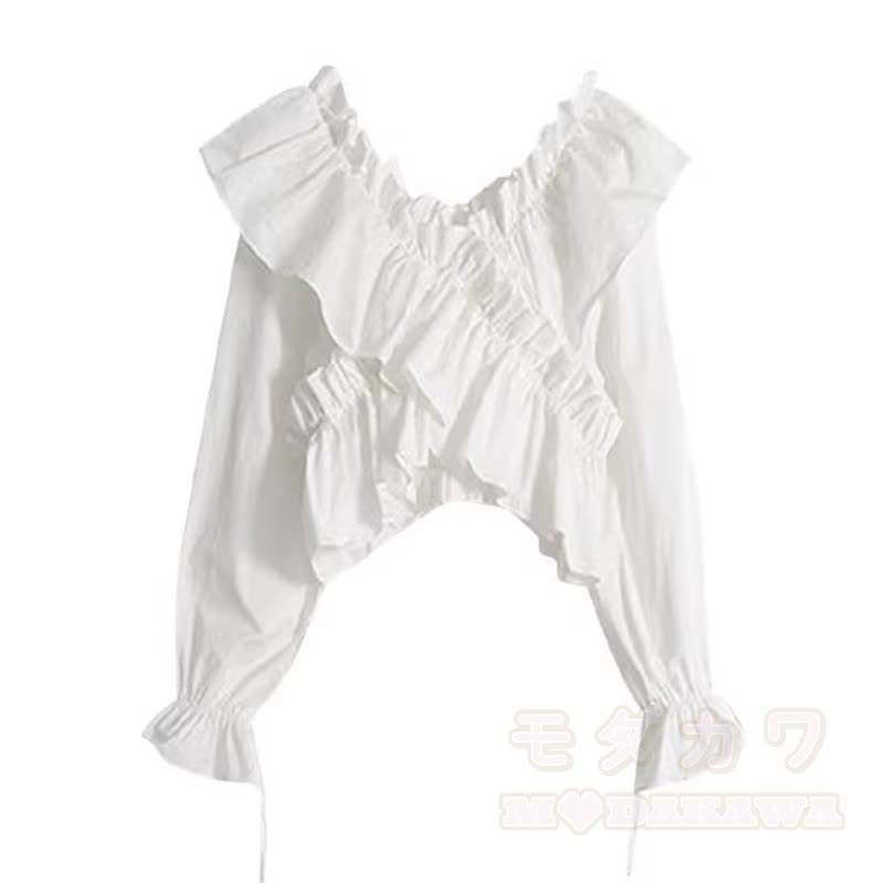 Zweiteiliges Set aus Rüschen-Top mit schulterfreiem Oberteil und langärmeligem Stufenrock mit Kettenmuster - Spitze - 3XL - image 2