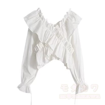 Zweiteiliges Set aus Rüschen-Top mit schulterfreiem Oberteil und langärmeligem Stufenrock mit Kettenmuster - Spitze - 3XL - image 2