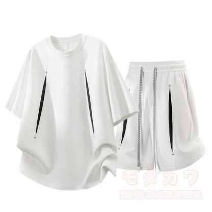 Sommerliches Freizeit-Set aus T-Shirt und Shorts, zweiteilig - Weiß - 8XL - image 3