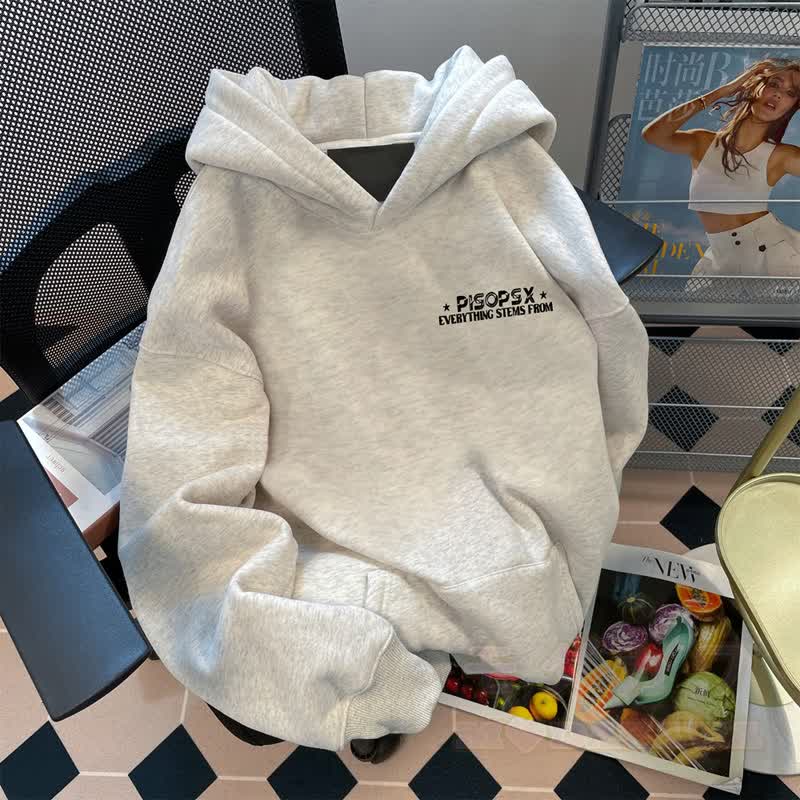 Übergroßer bedruckter Hoodie mit Fleecefutter - image 3