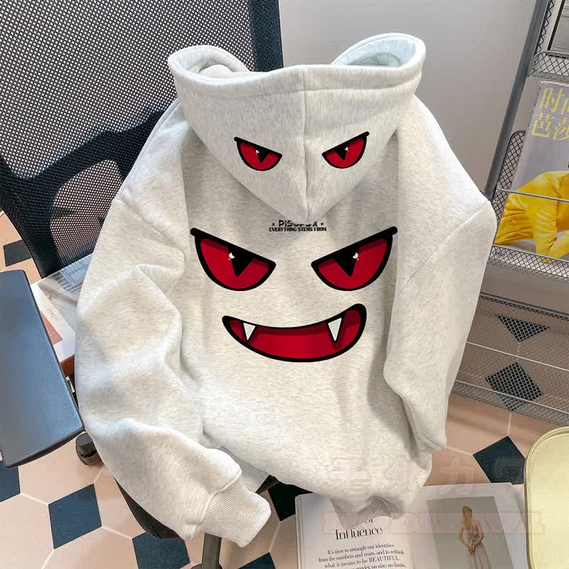 Übergroßer bedruckter Hoodie mit Fleecefutter - Rot (mit Fleece gefüttert) - 3XL - image 2