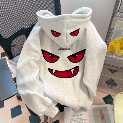 Übergroßer bedruckter Hoodie mit Fleecefutter - Rot (mit Fleece gefüttert) - 3XL - image 2