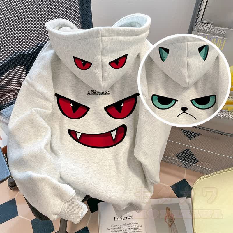 Übergroßer bedruckter Hoodie mit Fleecefutter - image 1