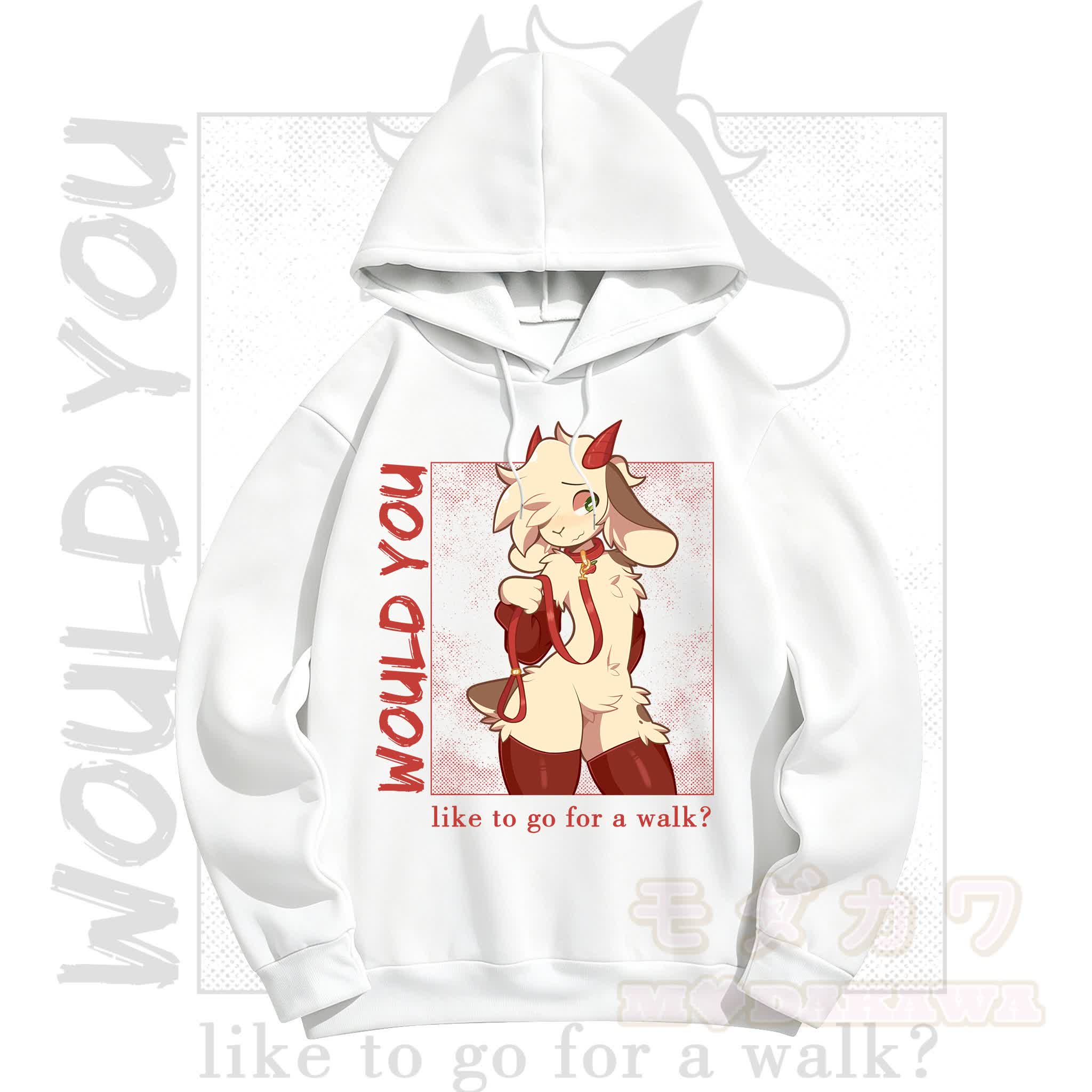 MODAKAWA Anime-Ziegen-Grafik Langarm-Hoodie mit Minirock Zweiteiler-Set - Weißes Oberteil - 5XL - image 5