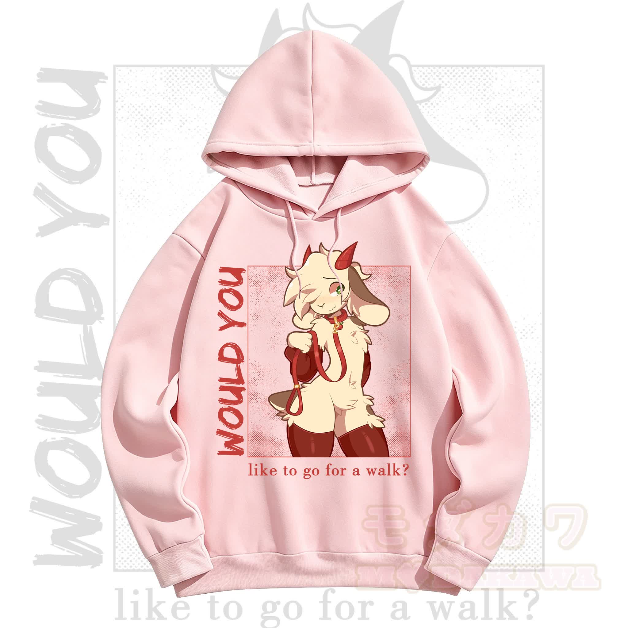 MODAKAWA Anime-Ziegen-Grafik Langarm-Hoodie mit Minirock Zweiteiler-Set - Rosa Top - 5XL - image 4