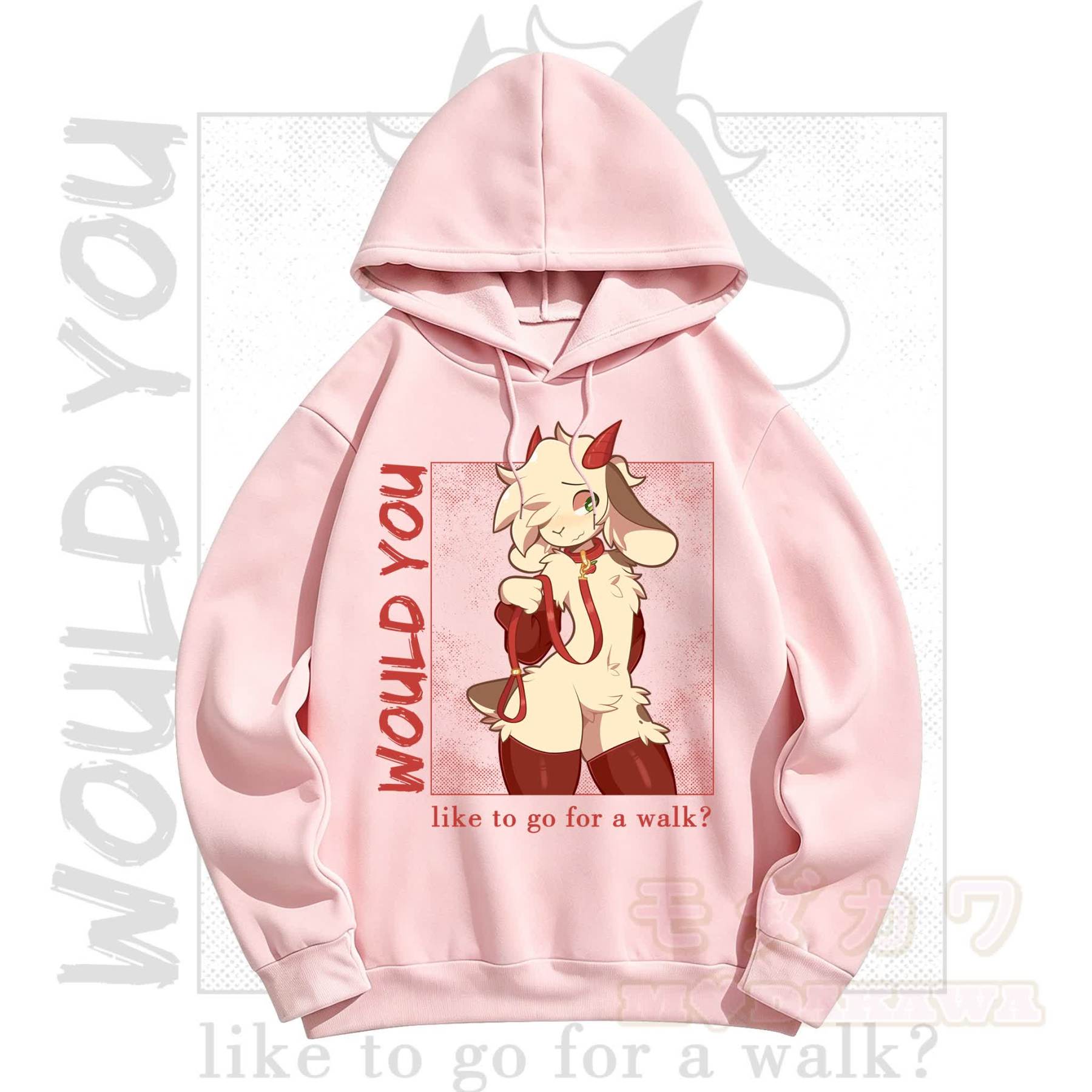 MODAKAWA Anime-Ziegen-Grafik Langarm-Hoodie mit Minirock Zweiteiler-Set - Rosa Top - 5XL - image 4